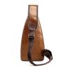 Men Chest Bag PU Leather Sling Fanny Pack Shoulder Backpack w USB Charging Port